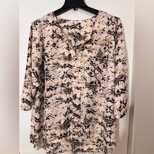Rose & Olive Cream and Black Patterned Blouse